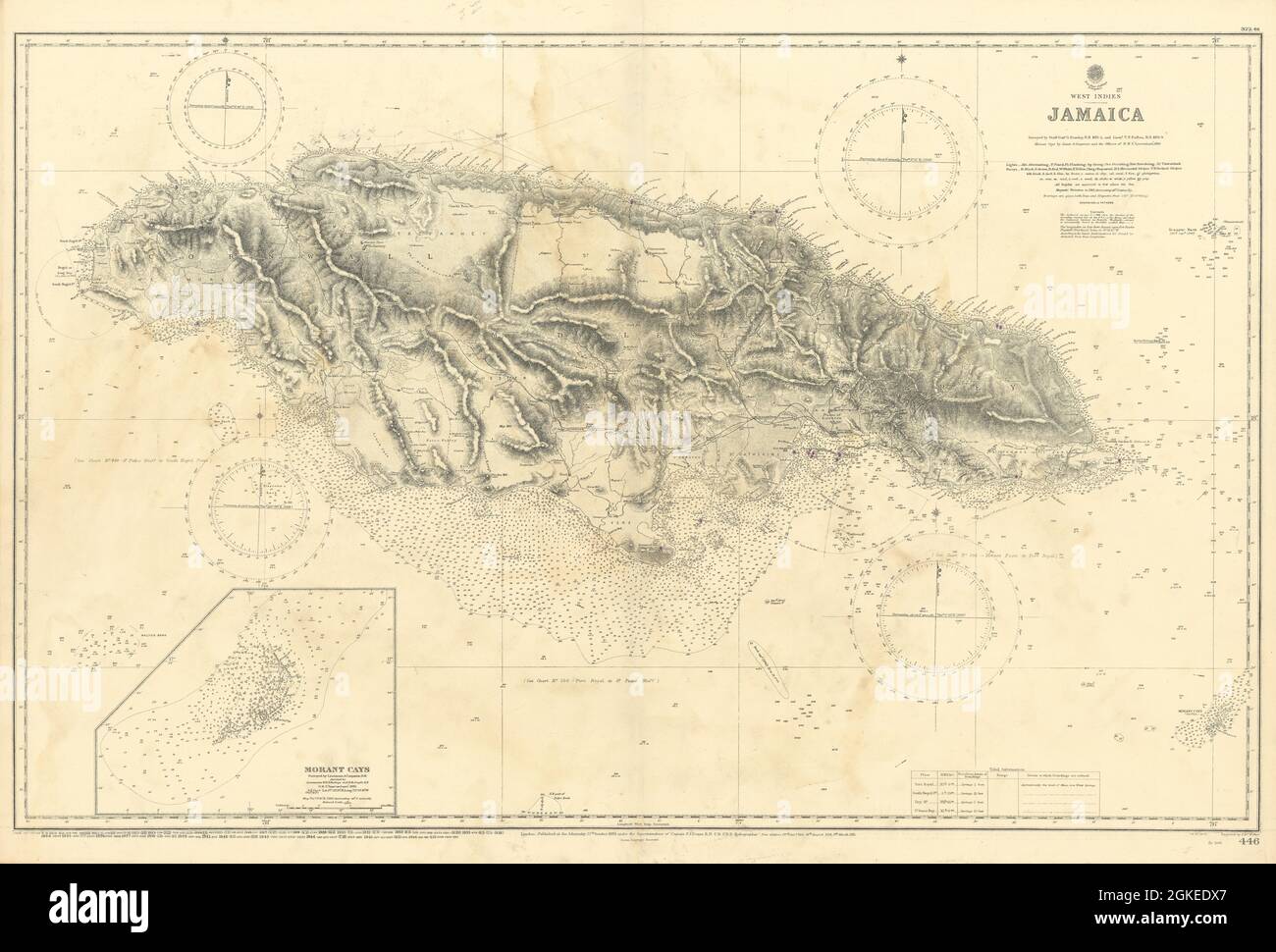 Jamaica. West Indies Caribbean. ADMIRALTY sea chart 1880 (1946) old map