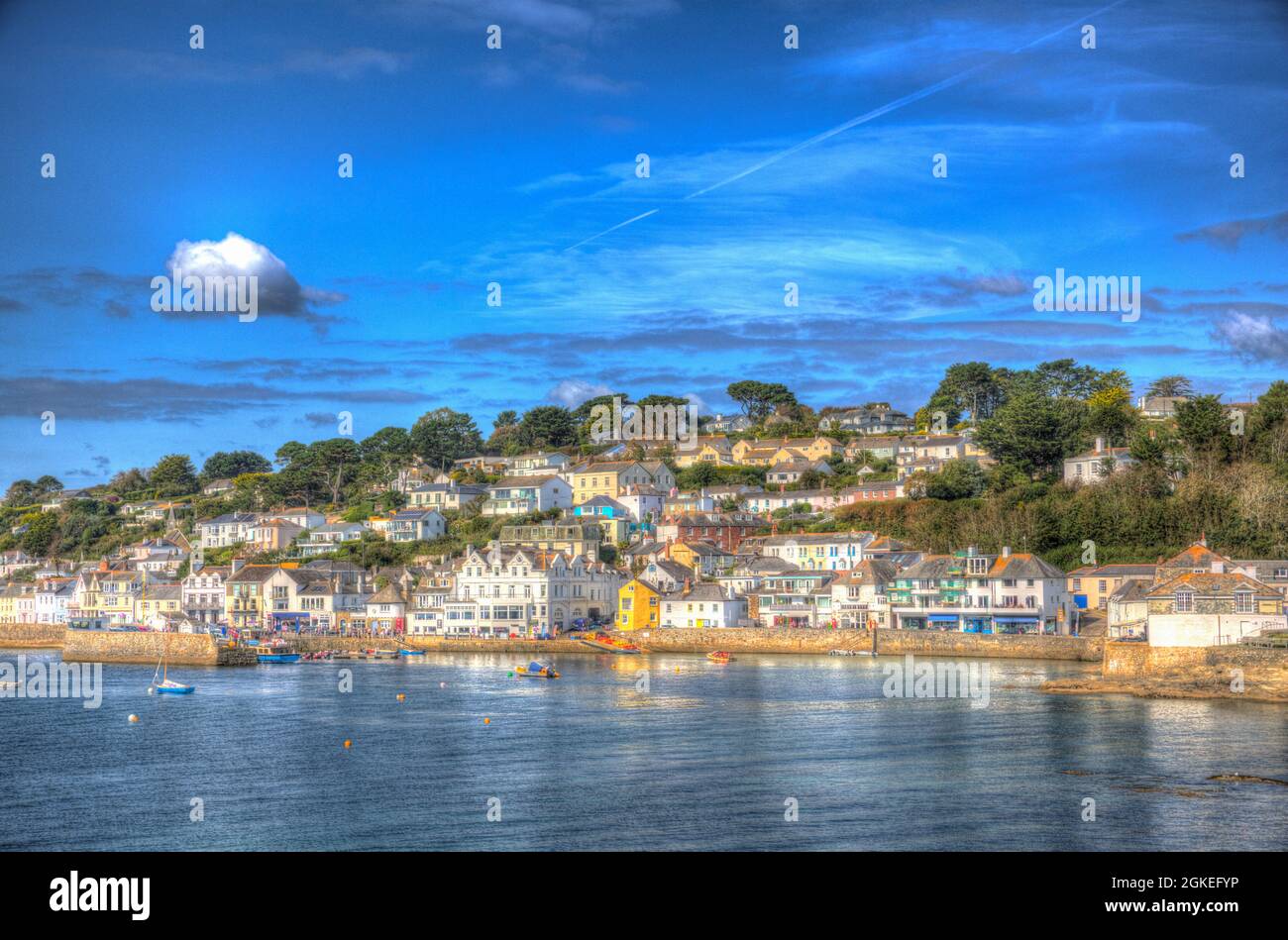 St Mawes Cornwall Roseland Peninsula town UK colourful HDR Stock Photo