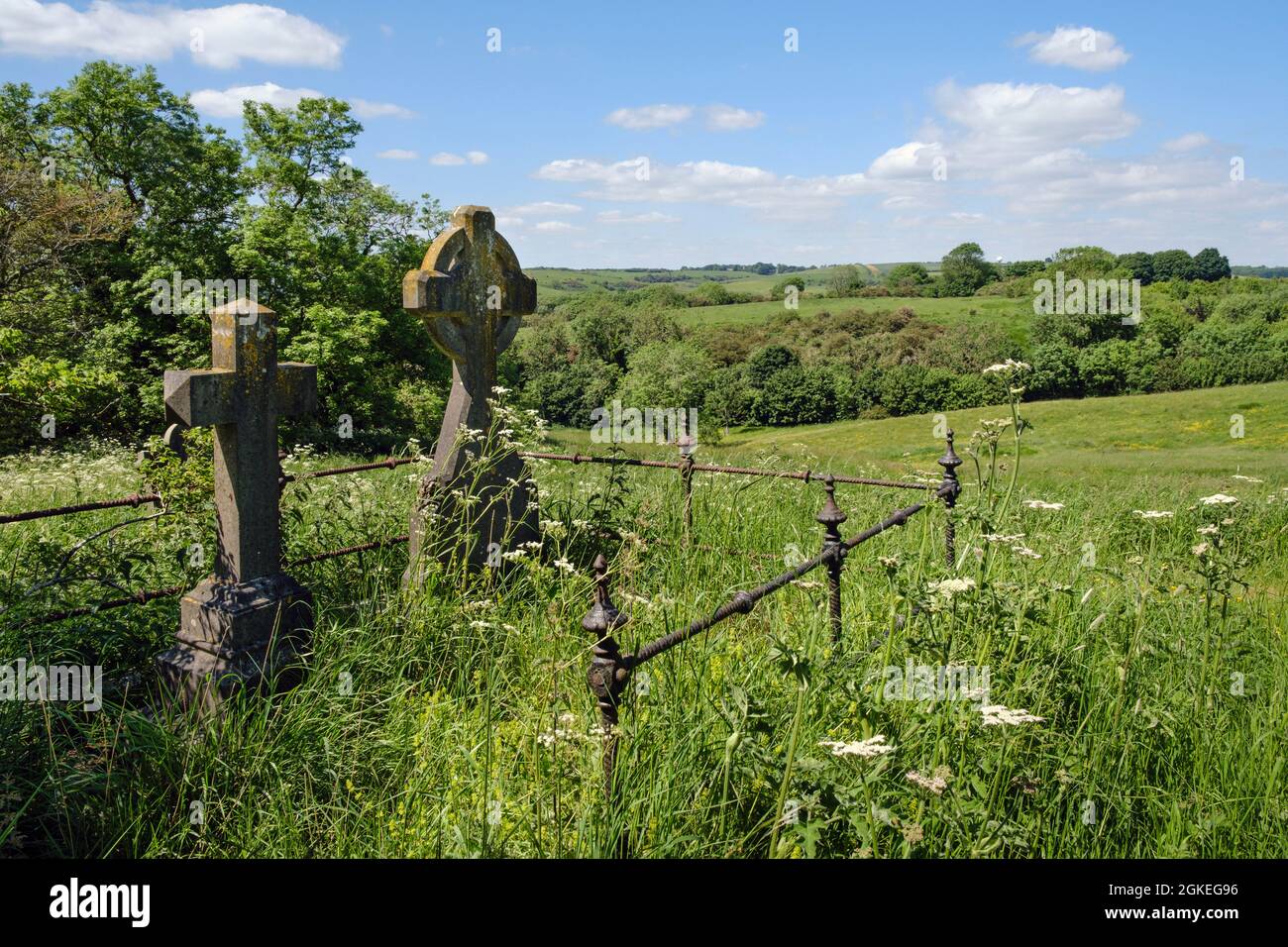 View of the Lincolnshire Wolds from All Saints Church (known as the Ramblers' Church), Walesby, Lincolnshire Stock Photo