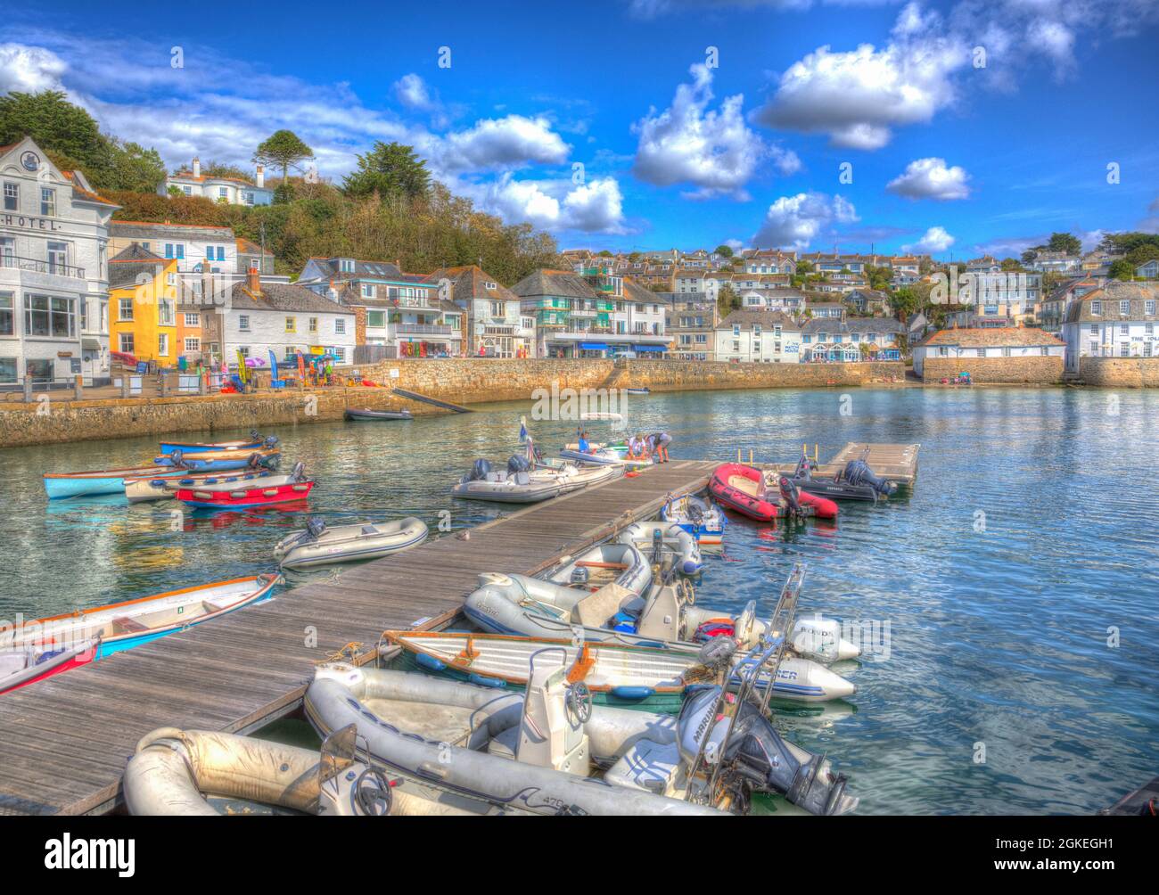 St Mawes Cornwall harbour Roseland Peninsula UK colourful HDR Stock Photo