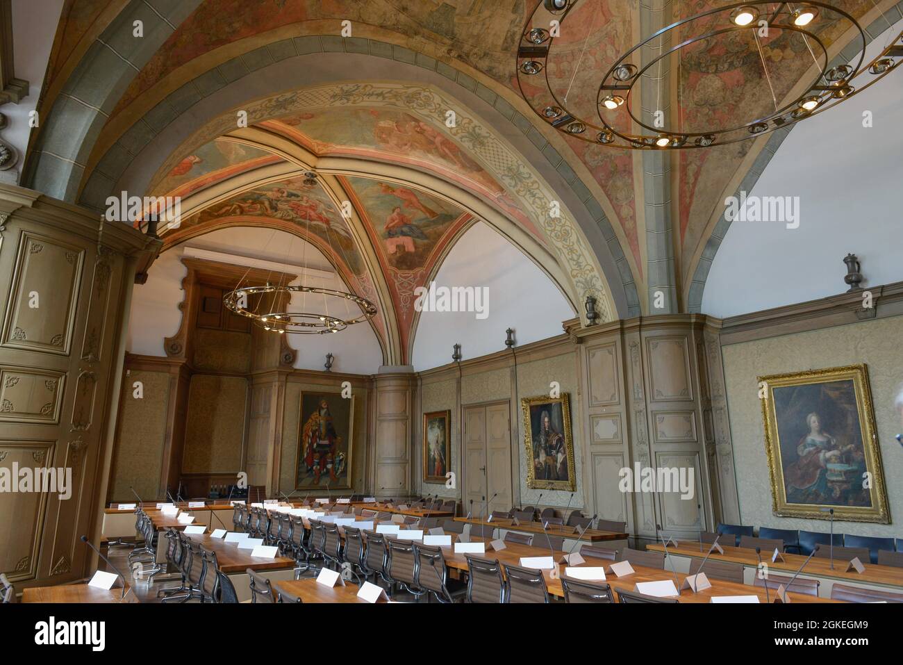 Meeting room, City Hall, Aachen, North Rhine-Westphalia, Germany Stock Photo