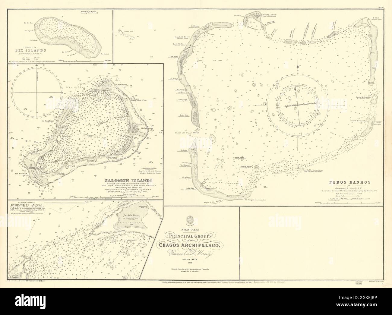 Chagos Islands Peros Banhos Egmont Salomon EAST INDIA CO. chart 1839 (1940) map Stock Photo