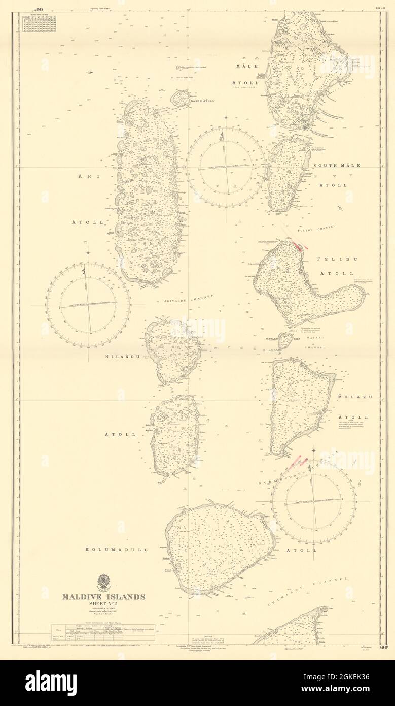 Maldive Islands #2 Centre Walker/EAST INDIA COMPANY sea chart 1839 (1950) map Stock Photo