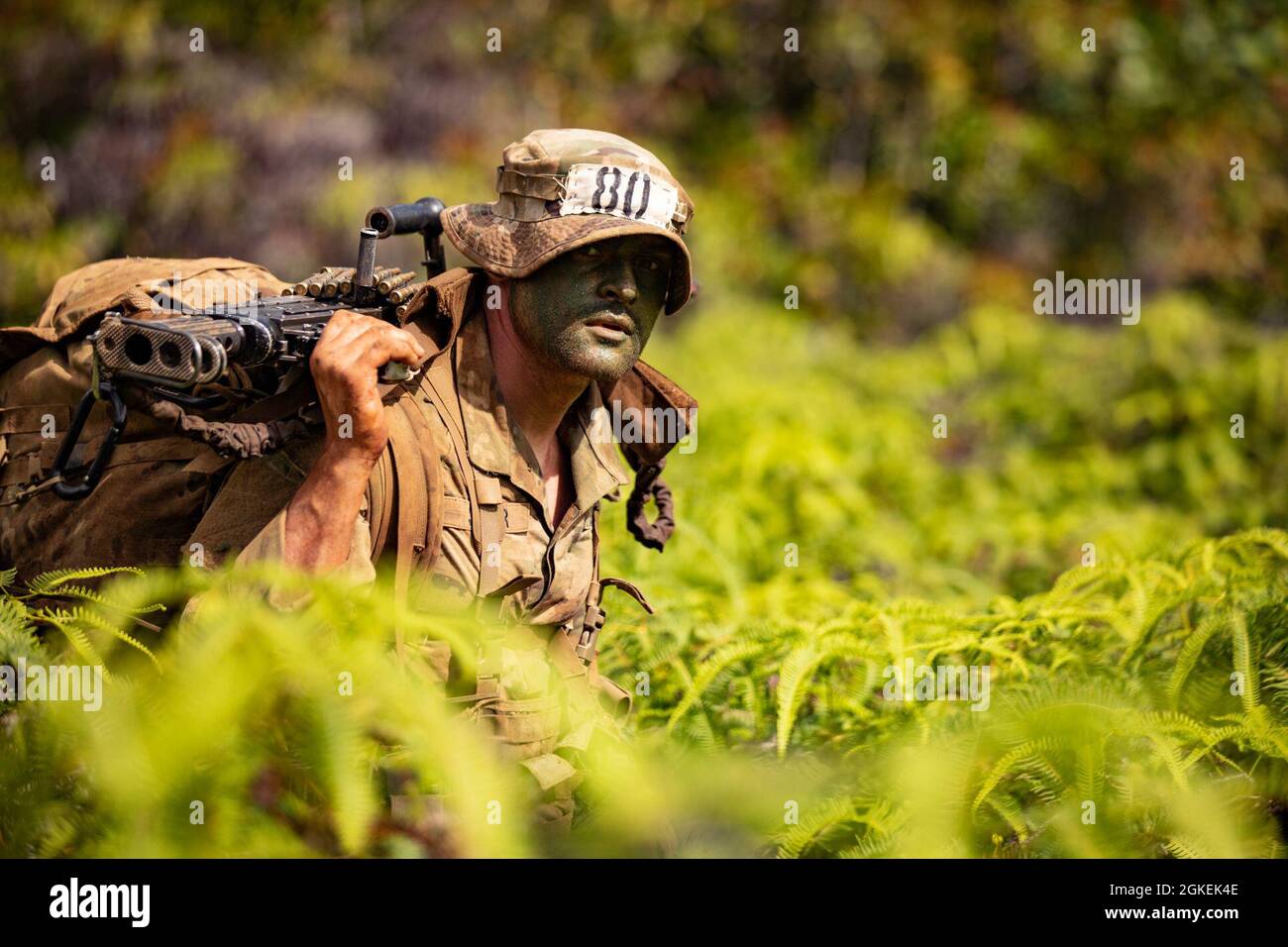 A U.S. Army Jungle School Student patrols during their Culminating