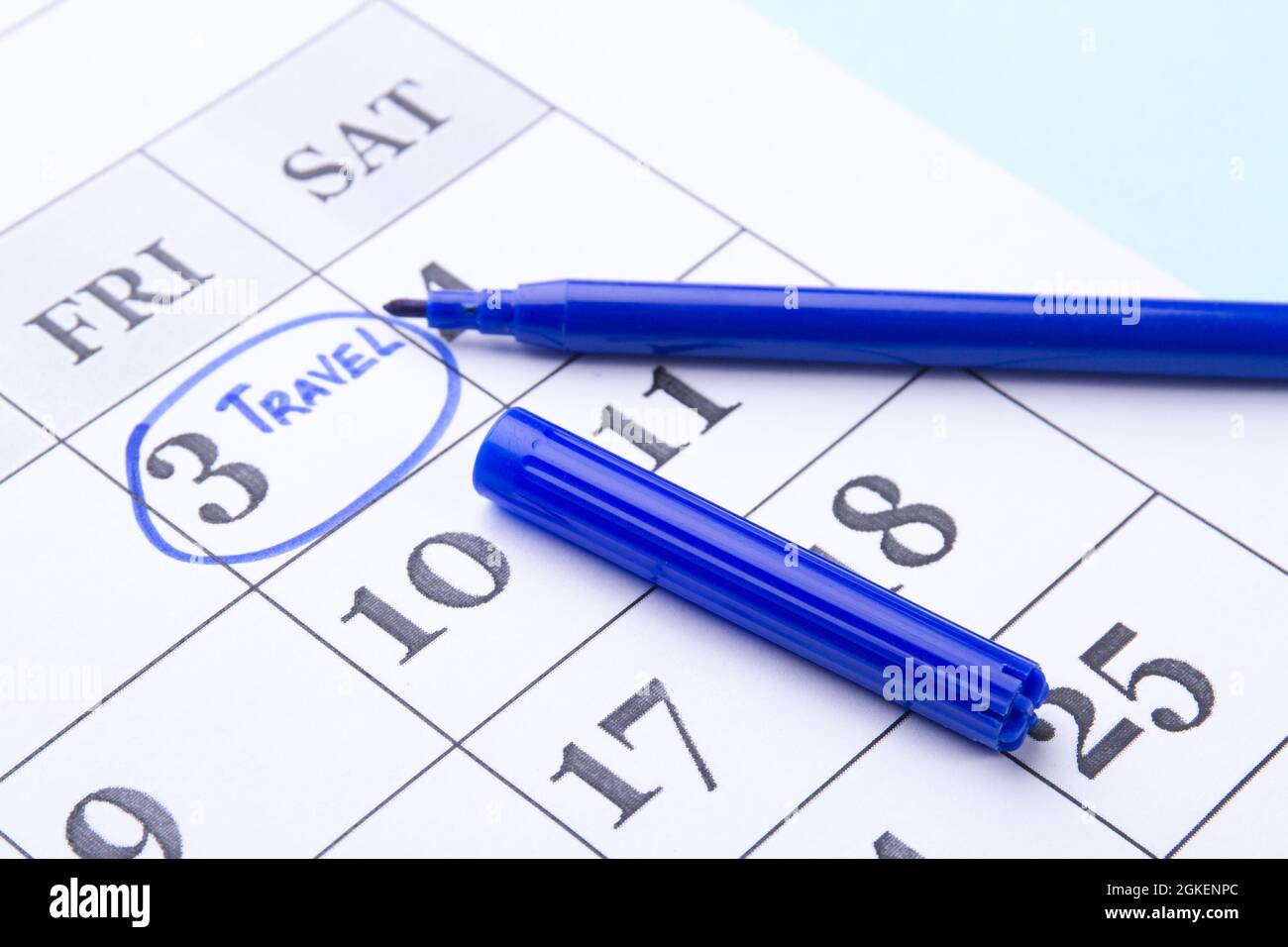 Calendar date circled with blue pen Stock Photo Alamy
