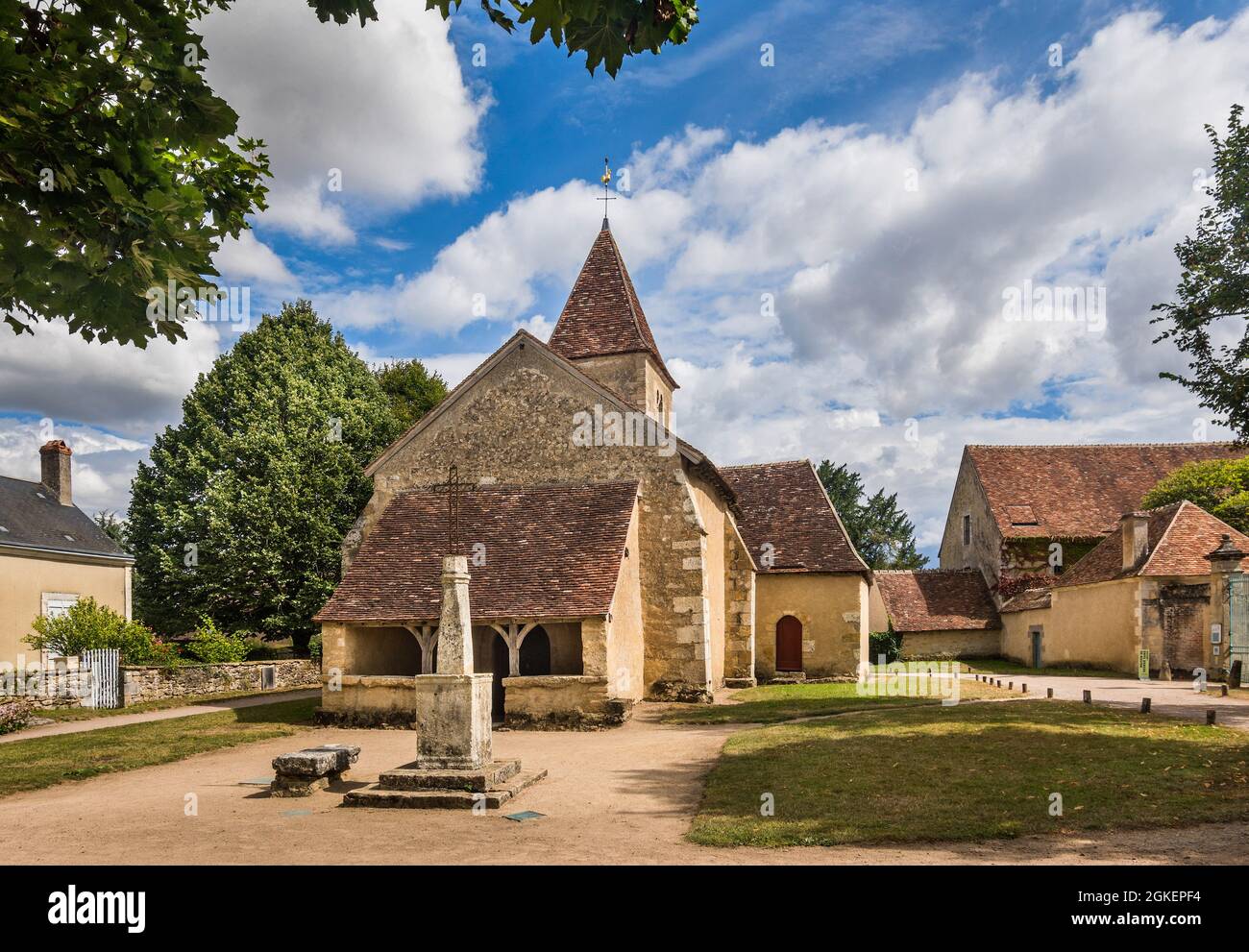 Romanesque church of Sainte-Anne de Nohant in the village of Nohant, Indre (36), France, home of famous French writer George Sand. Stock Photo