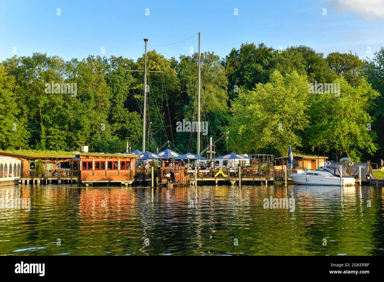 Clipper, ship restaurant, Spree, Treptower Park, Treptow-Koepenick, Berlin, Germany Stock Photo