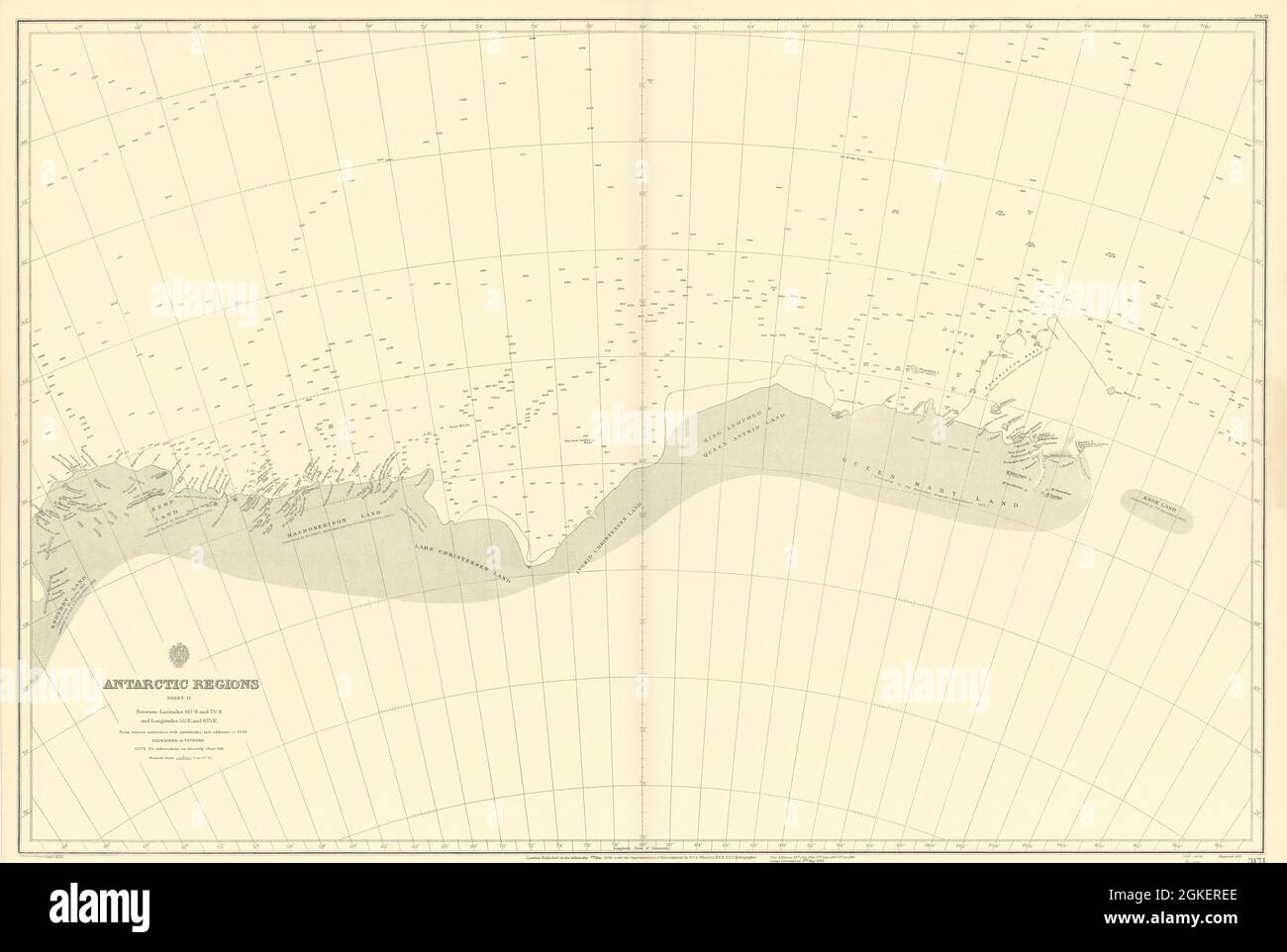 Antarctica 60-75S 55-105E Knox Kemp Enderby Land ADMIRALTY chart 1901 (1947) map Stock Photo
