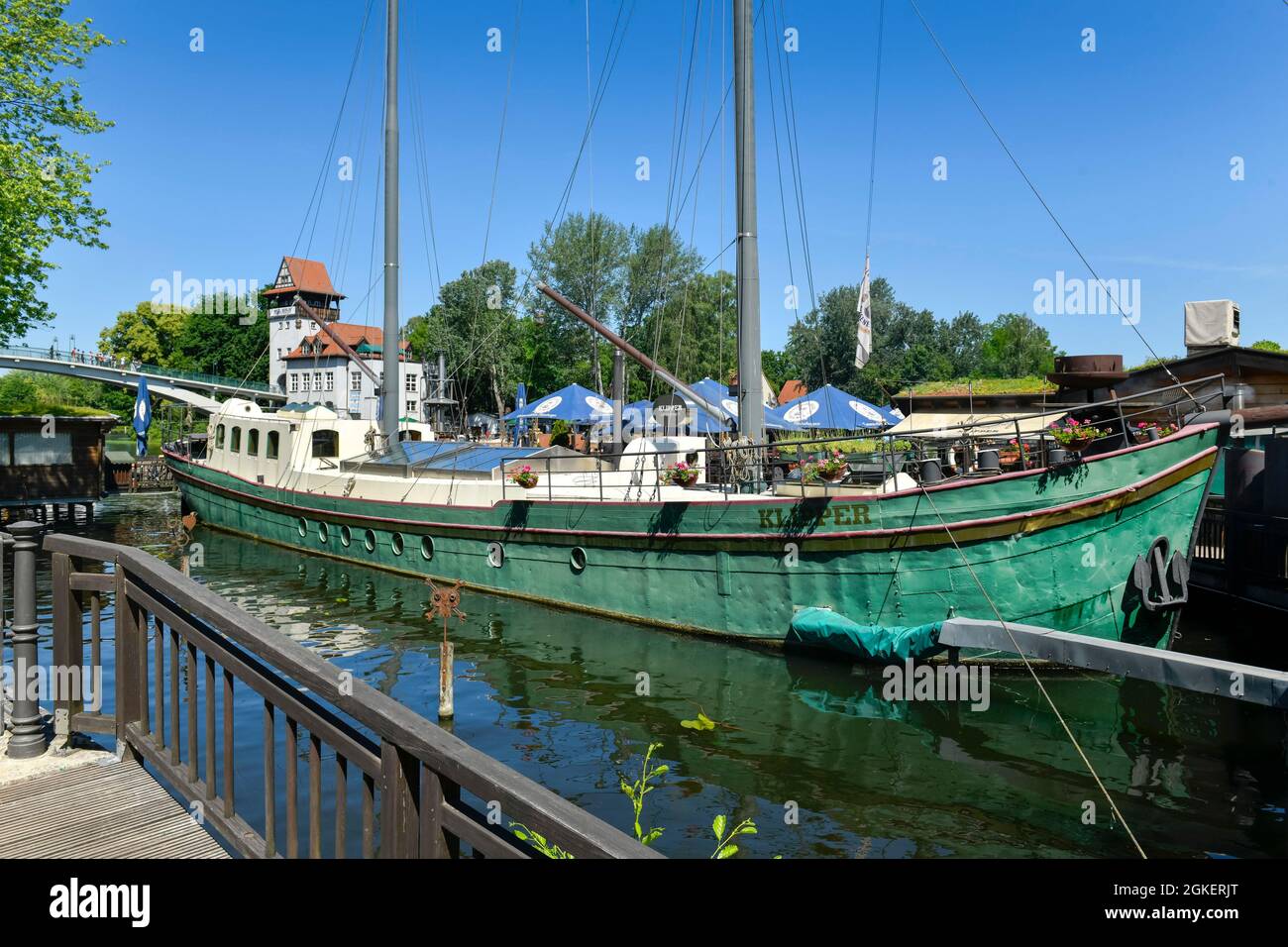 Clipper, ship restaurant, Spree, Treptower Park, Treptow-Koepenick, Berlin, Germany Stock Photo