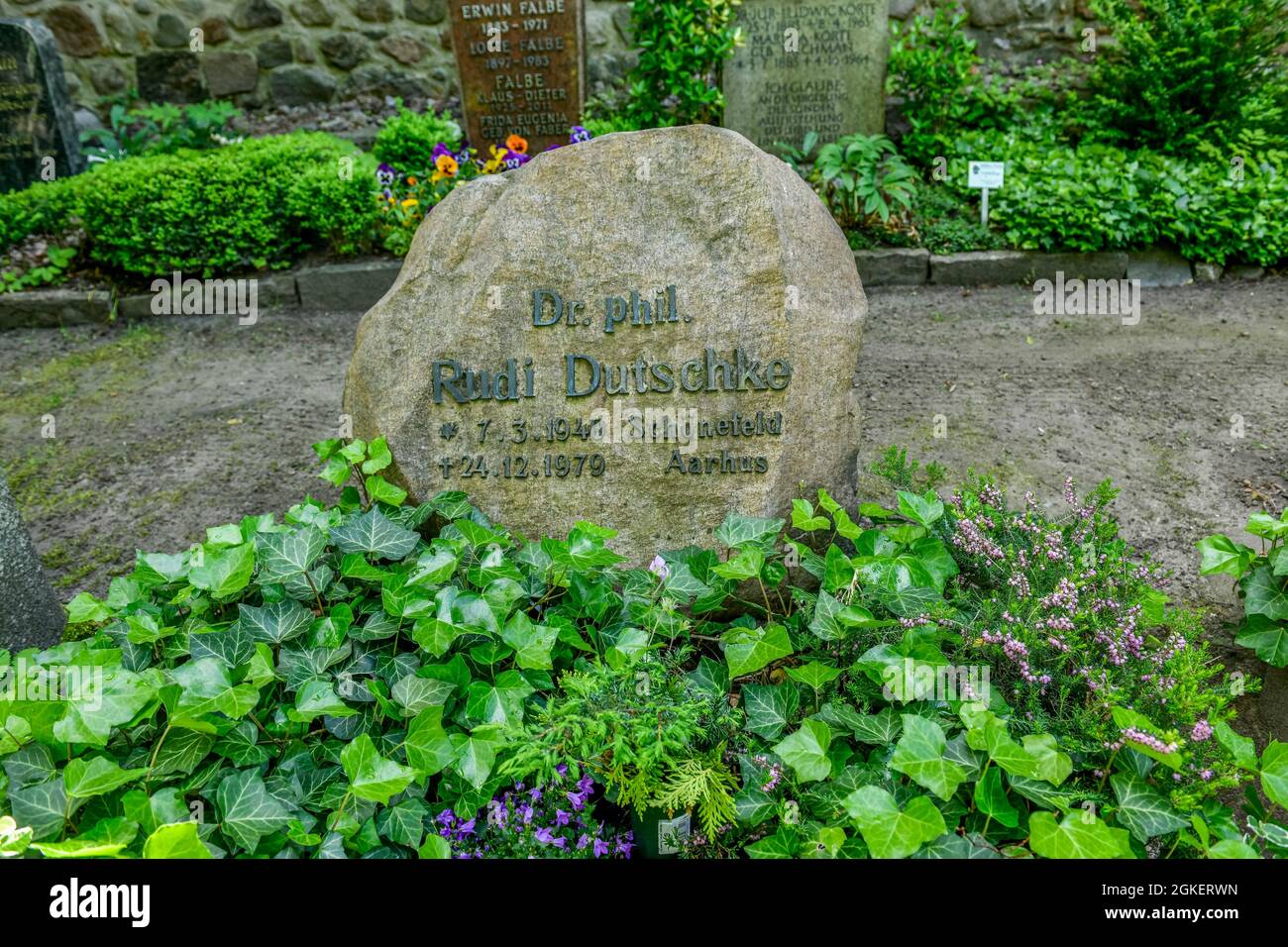 Grave Rudi Dutschke, Cemetery Dahlem-Dorf, Koenigin-Luise, Dahlem, Steglitz-Zehlendorf, Berlin, Koenigin-Luise-Strasse, Germany Stock Photo