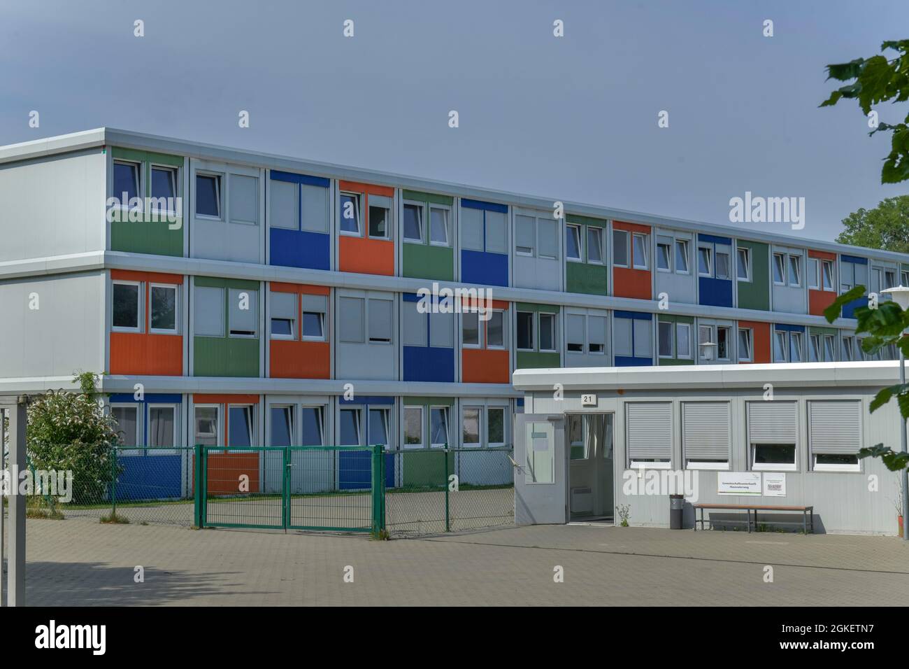 Residential home for refugees, Hausvaterweg, Falkenberg, Lichtenberg, Berlin, Germany Stock Photo