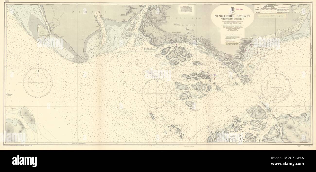 Singapore Strait Western Portion. China Sea. ADMIRALTY sea chart 1930 (1954) map Stock Photo