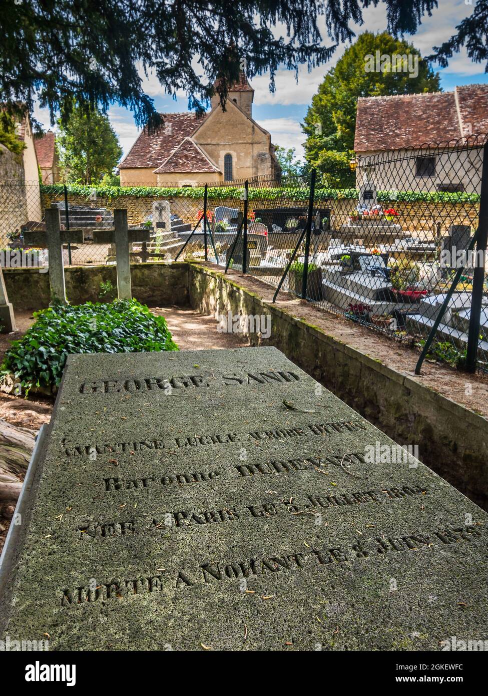 Burial tomb of famous 19th century writer George Sand, Nohant, Indre (36), France. Stock Photo