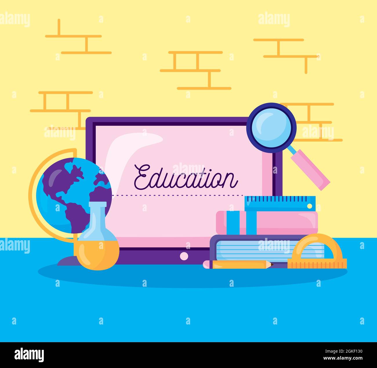 Education online icons in front of wall Stock Vector Image & Art - Alamy