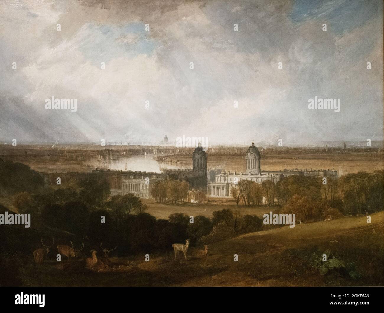 JMW Turner paintings; 'London from Greenwich Park', 1809, Oil on canvas. Romantic painting. Stock Photo