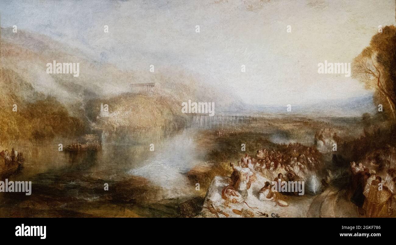 JMW Turner painting; 'The opening of the Wallhalla', 1842, Oil on mahogany; Example of Romanticism, 19th century Stock Photo