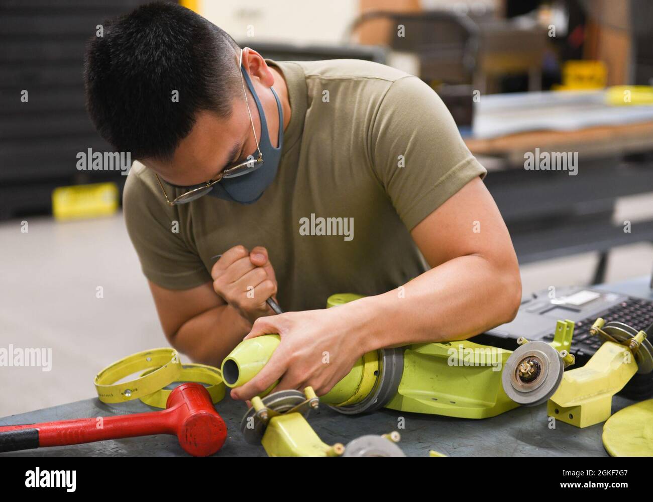 A U.S. Air Force hydraulics technician from the 18th Component ...