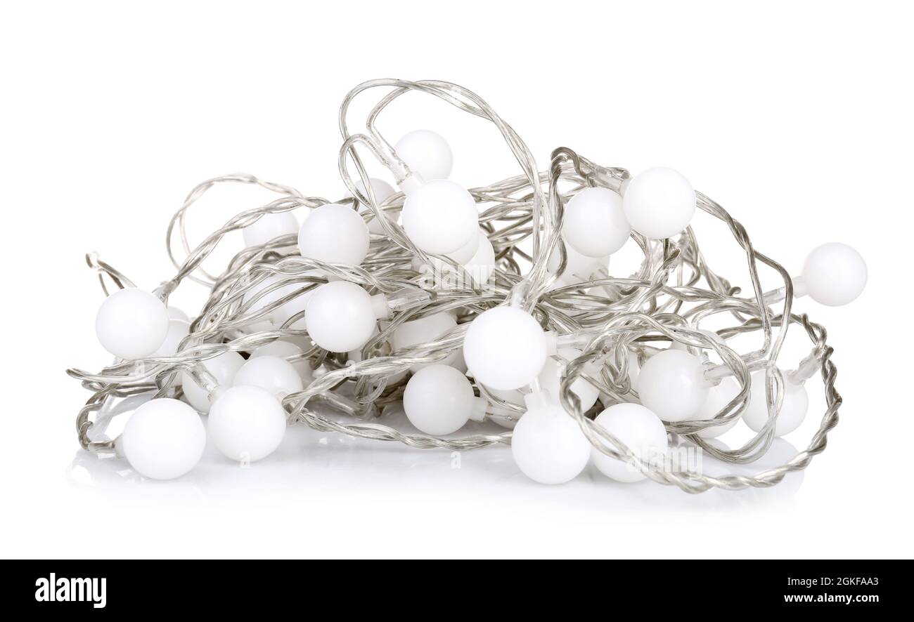 Christmas garland on white background Stock Photo - Alamy