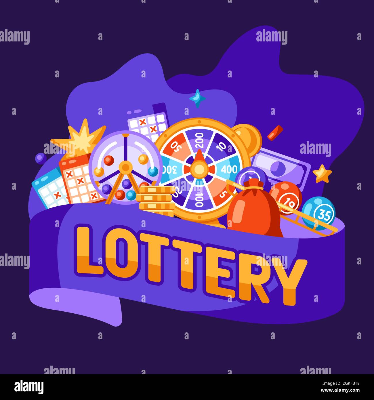 Lottery and bingo illustration. Concept for gambling or online games ...