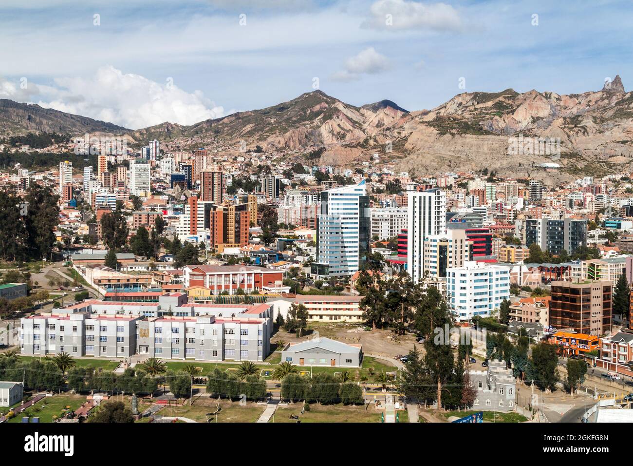 Zona Sur (Southern Zone), modern neighborhood of La Paz, Bolivia Stock ...