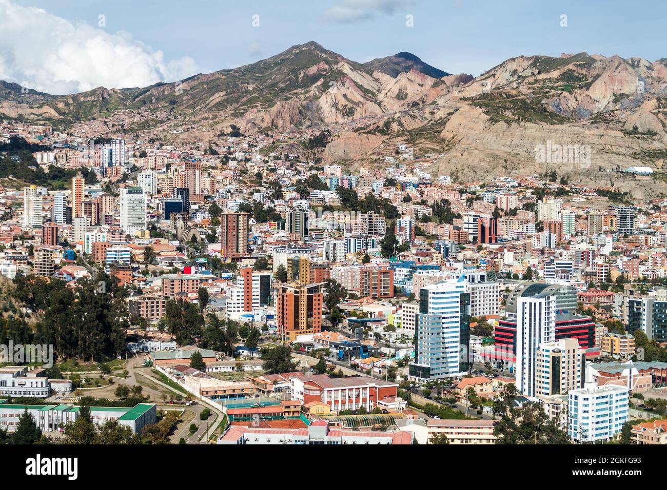 Zona Sur (Southern Zone), modern neighborhood of La Paz, Bolivia Stock ...