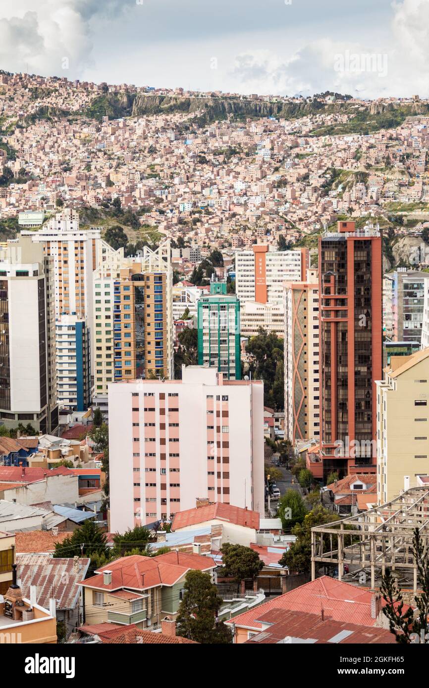 Skyscrapers in the center of La Paz, Bolivia Stock Photo - Alamy