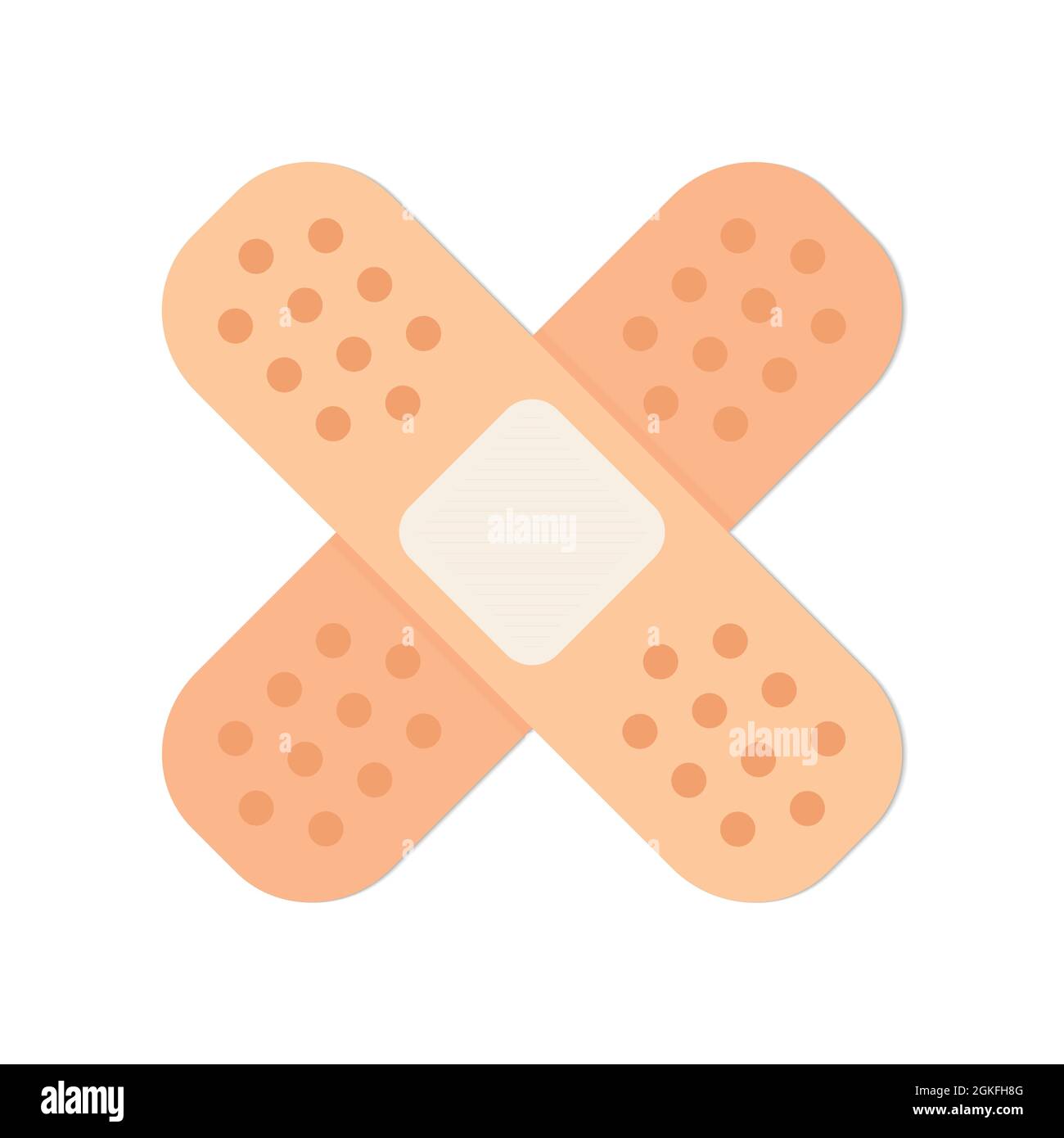 Isolated band aid or sticking plaster vector icon. Crossed adhesive bandage. Flat design illustration against white background. Stock Vector