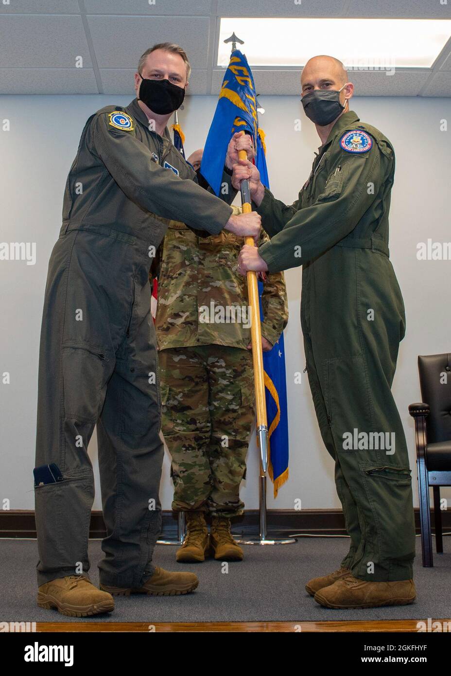 Lt. Col. Tanner Hein, Right, Incoming Headquarters Training Support 