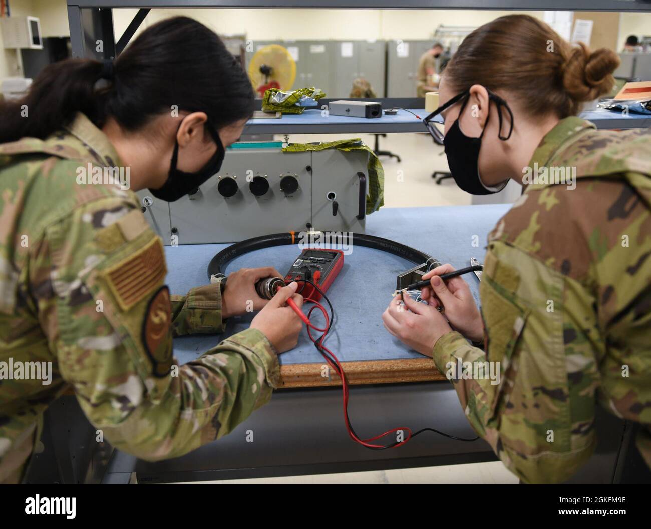 U.S. Air Force avionics technicians from the 18th Component Maintenance