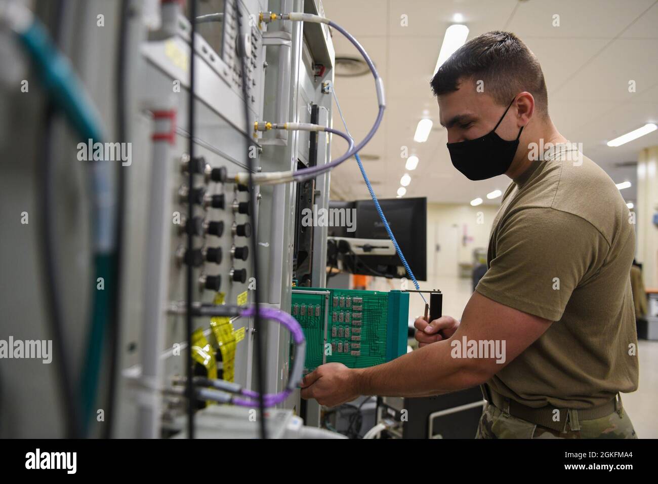 A U.S. Air Force avionics technician from the 18th Component