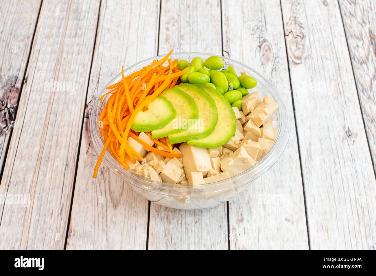 Vegan bowl of Hawaiian poke with slices of Mexican avocado, Japanese ...