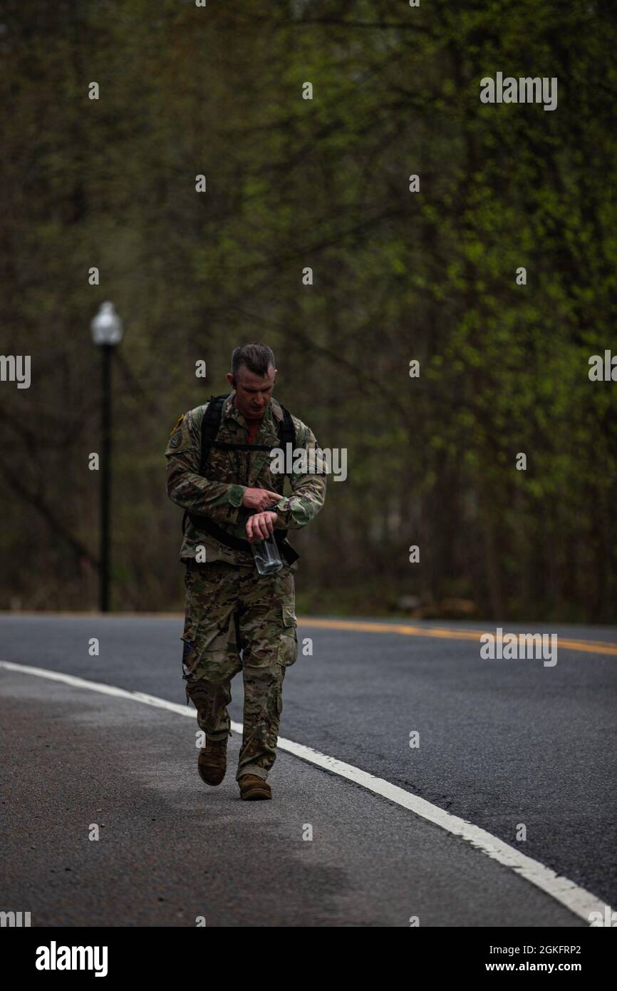 Walking U.S Army SergeantA U.S. Army sergeant walks in front of a
