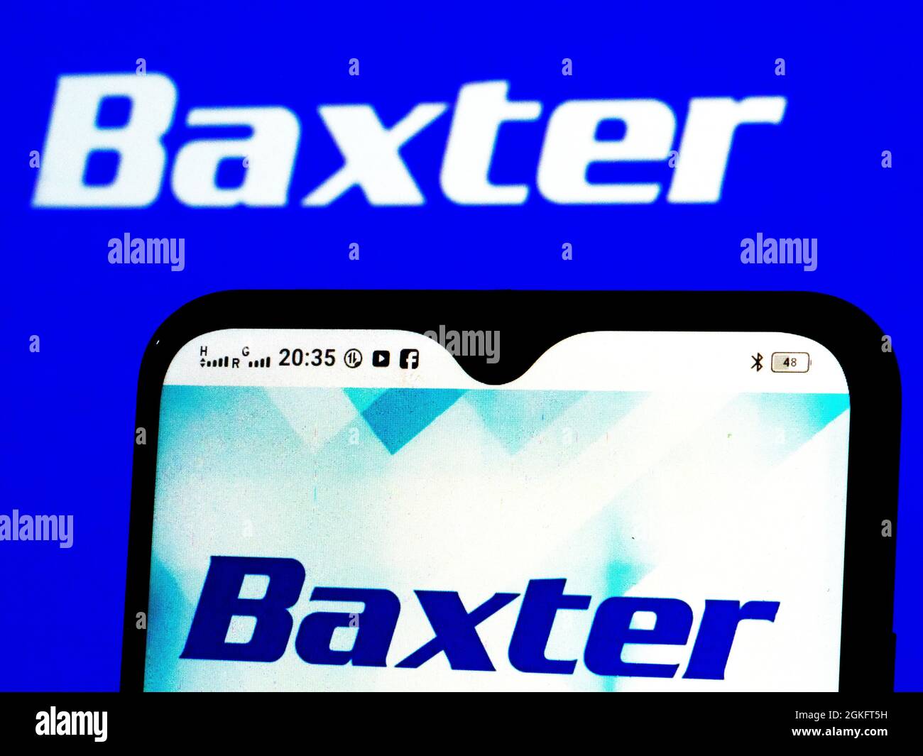 In this photo illustration Baxter International Inc. logo seen