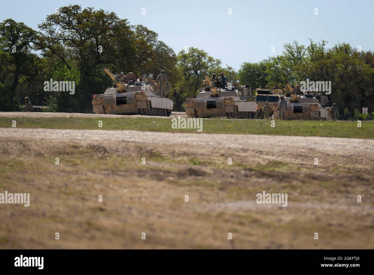 Multiple M1A2 SEPV3 Abrams Tank sit in a formation during warfighter ...