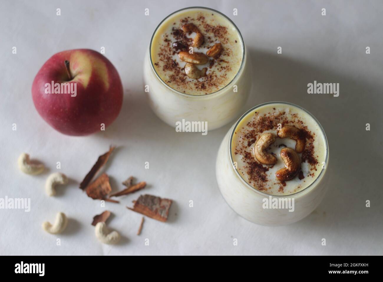Apple pudding. Made with grated apple, milk. Sweetened with sugar and