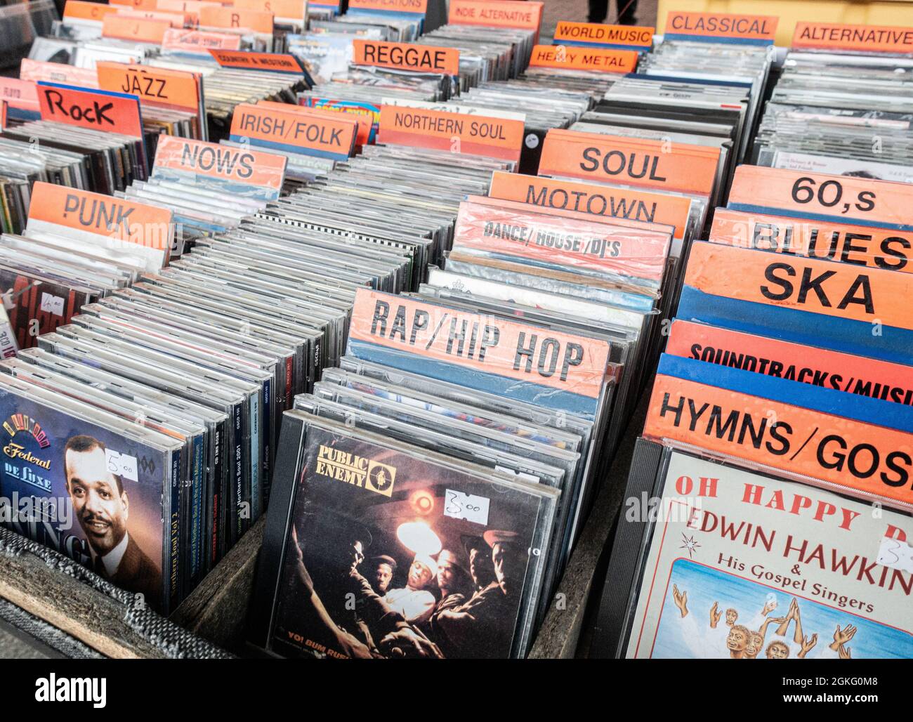 Music CDs in music, record store Stock Photo