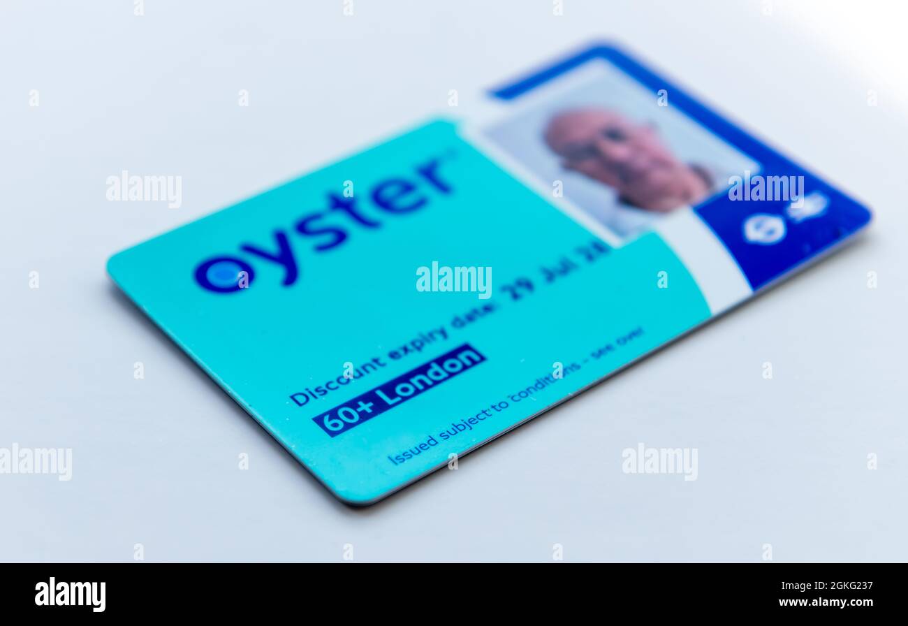London. UK- 09.13.2021: a Transport for London over 60 Oyster Card which allow Londoners over 60 almost free use of public transport. Stock Photo
