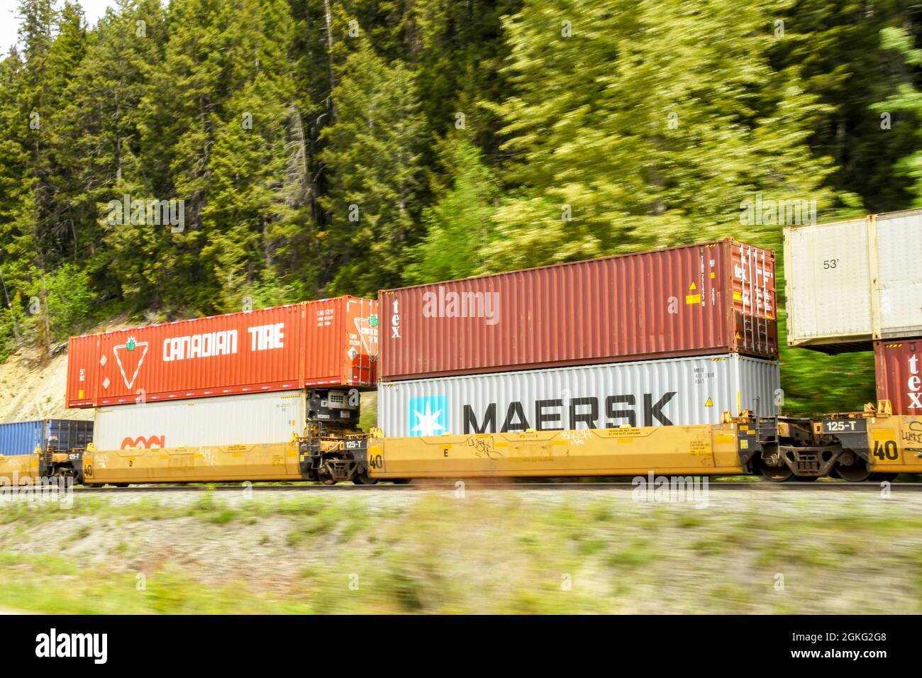 En Route Banff to Kamloops, Canda June 2018 Shipping containers ona