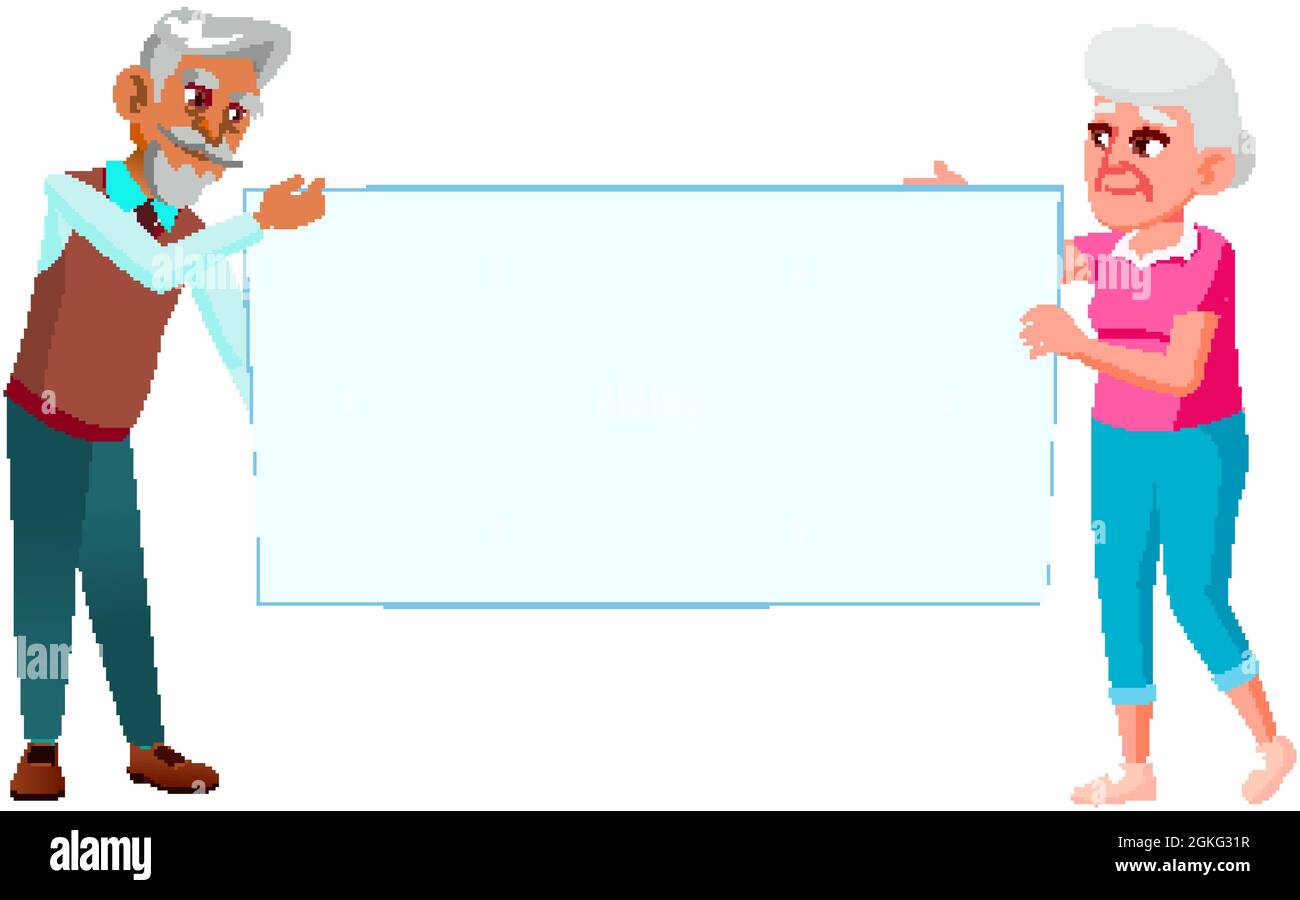 Old Man And Woman Holding Blank Banner Vector Stock Vector Image & Art ...