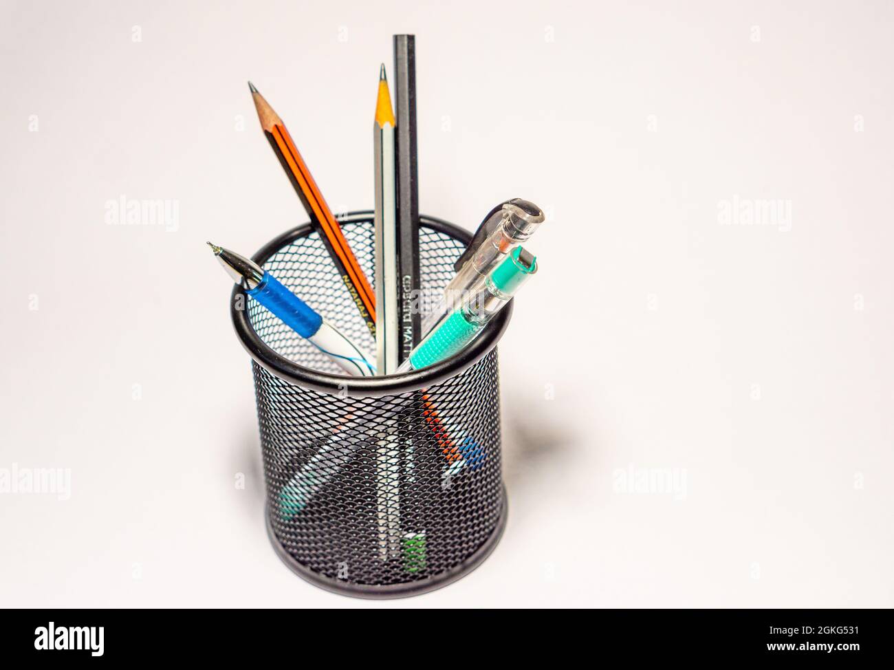 Different colorful stationery on white background. Back to school Stock Photo