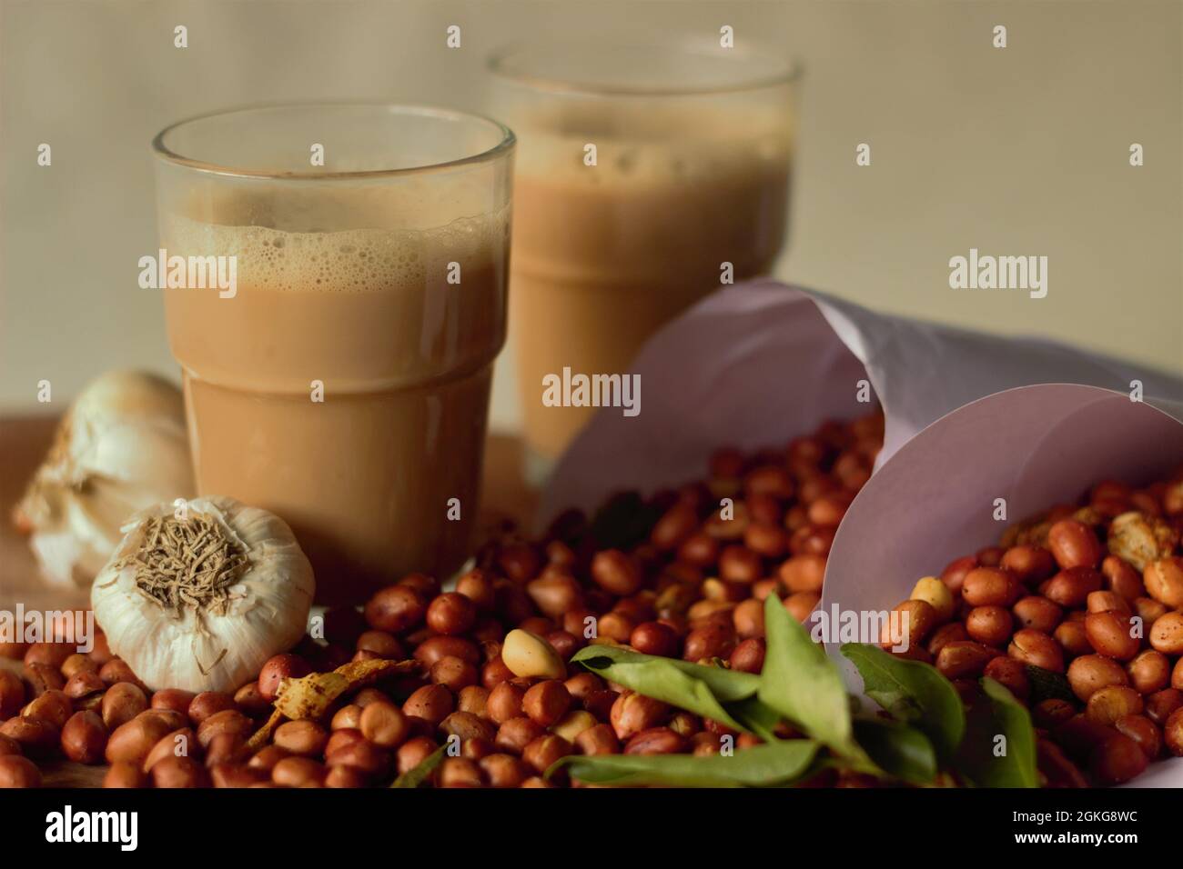 Indian fried peanuts, flavoured with chilli powder and asafetida. These