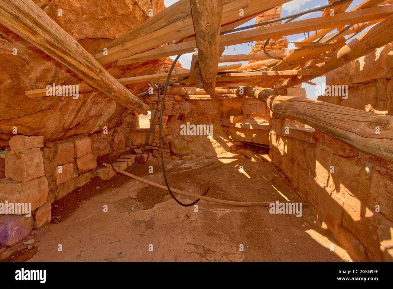 Interior of the pioneer House Rock ruins in Vermilion Cliffs National Monument Arizona. Public