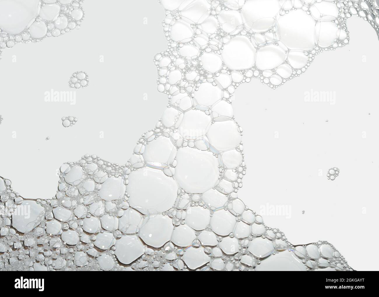 Soap foam background, bubbles texture close up. Stock Photo