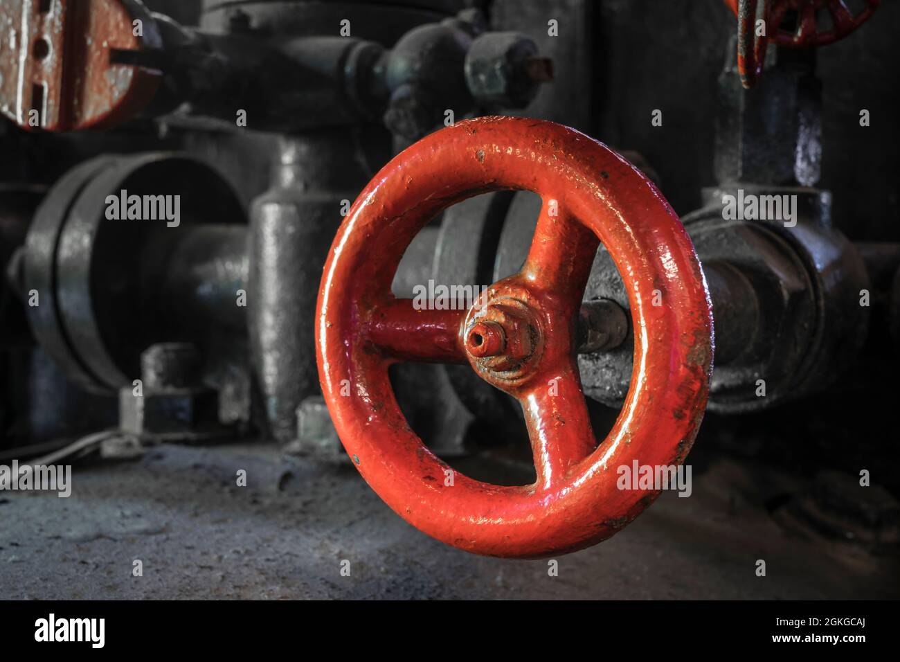 wheel on a historic steam engine Stock Photo