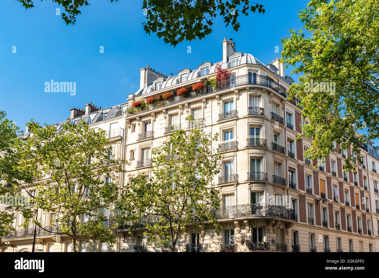 Paris, beautiful buildings, boulevard Voltaire in the 11e district Stock Photo