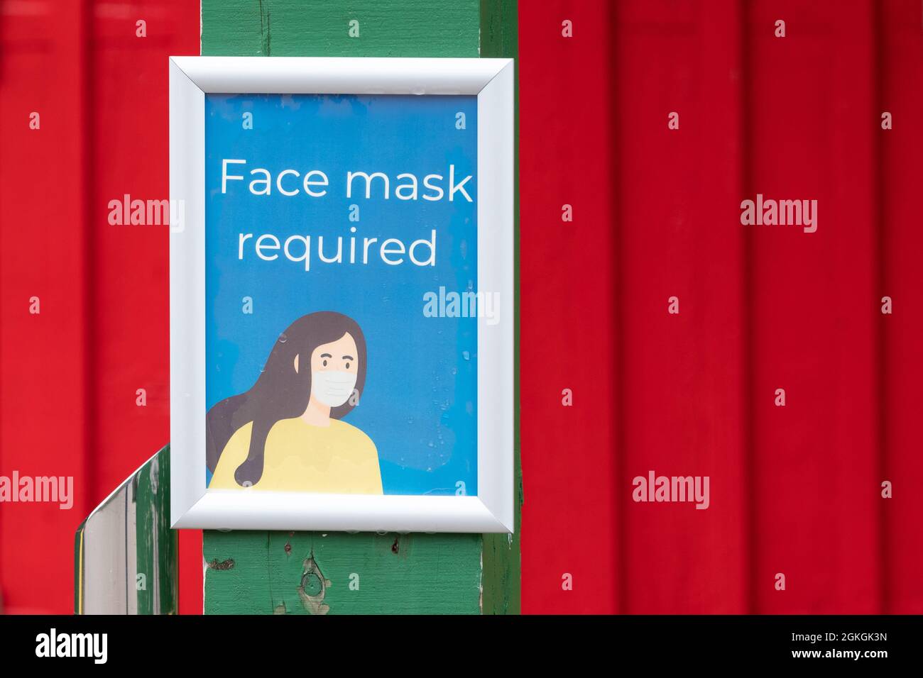 Face mask required sign at Nevis Range Mountain Resort, Fort William, Scotland, UK Stock Photo