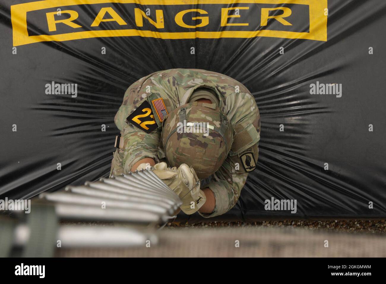 A U.S. Army Ranger competes in the Day Stakes Event during the Best ...