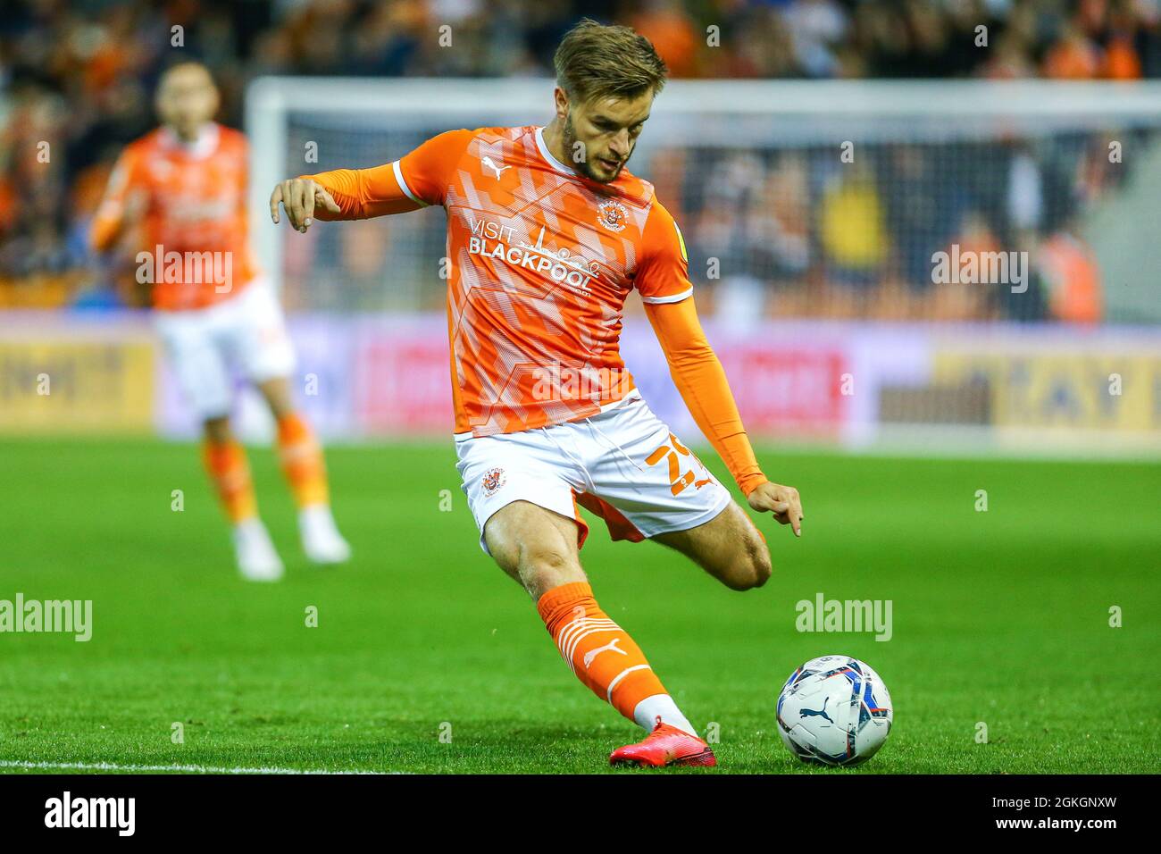 Blackpool, UK. 14th Sep, 2021. Blackpool defender Luke Garbutt during the Sky Bet Championship match between Blackpool and Huddersfield Town at Bloomfield Road, Blackpool, England on 14 September 2021. Photo by Sam Fielding. Credit: PRiME Media Images/Alamy Live News Stock Photo