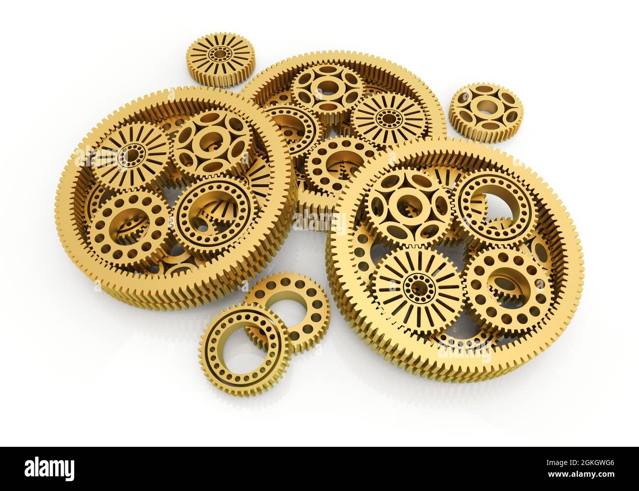 gears gold isolated on white background. 3d image Stock Photo Alamy