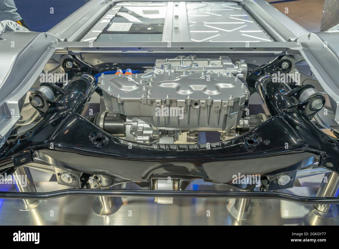 Detailed closeup of an electric car engine at a factory Stock Photo - Alamy